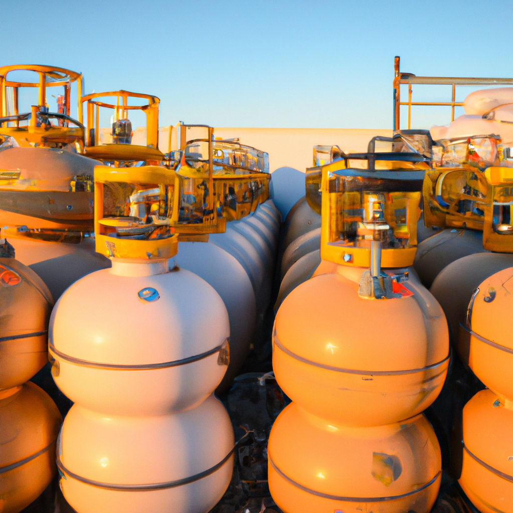 LPG propane tanks and cylinders at distribution facility