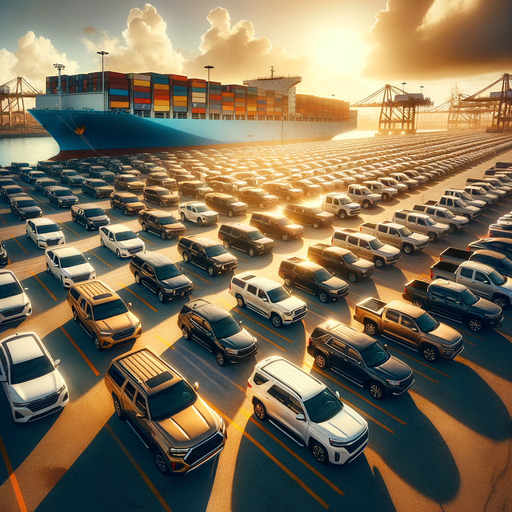 Car dealership lot with rows of vehicles